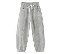 Pantaloni da jogging lunghi per ragazzi e ragazze, imbottiti, a vita alta, larghi, gamba dritta, con elastico in vita, per il tempo libero, per lo yoga, grigio chiaro, 4 anni