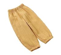 Pantaloni da jogging per bambini 86, in tinta unita, in cotone, per attività all'aperto, casual, alla moda, leggings termici 128, gold, 3-4 Anni