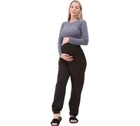 Pantaloni da jogging premaman da donna sopra il pancione, comodi in vita, in pile, lunghezza alla caviglia, leggings premaman larghi casual pantaloni incinti per supporto della pancia, Nero , 50