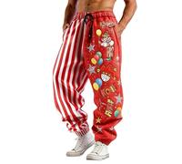 Pantaloni da jogging rossi da uomo, hippie, per carnevale, con stampa clown, Y2K, elastici, comodi, per lo streetwear, per attività all'aria aperta, per il carnevale, a vita alta, B03 rosso, XXL
