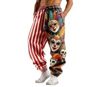 Pantaloni da jogging rossi da uomo, hippie, per carnevale, con stampa clown, Y2K, elastici, comodi, per lo streetwear, per attività all'aria aperta, per il carnevale, a vita alta, B05 rosso, XL