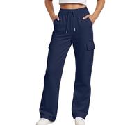 Pantaloni da jogging tinta unita per ragazze, comodi, sportivi, casual, morbidi pantaloni da allenamento con vita elastica per bambini, ragazze, parco giochi, corsa, Blu marino, 4-5 Anni