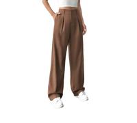 Pantaloni da Lavoro a Vita Alta da Donna, Modello Dritto, Look Elegante e Casual per L'Ufficio e Non Solo (Camel,L)