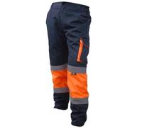 Pantaloni da lavoro blu navy con inserti arancioni, BETA BEVWTC17ON, Taglia XL