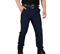 Pantaloni da lavoro cargo da uomo, grigi, vestibilità regolare, casual, multitasche, pantaloni da lavoro, resistenti, taglie da 28 a 40, con bottone e cerniera, S-XXXXL, Blu scuro, XL