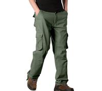 Pantaloni da lavoro cargo da uomo in cotone elasticizzato in vita pantaloni da lavoro regolari classici pantaloni a gamba dritta con tasche multiple casual comodi pantaloni da combattimento da uomo
