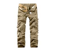 Pantaloni da lavoro cargo da uomo, retro a gamba larga, con tasche multiple, mimetici, militari, tattici, tinta unita, stile street style, pantaloni sportivi a gamba dritta, A, 48