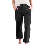 Pantaloni da lavoro da donna, a 3/4, casual, a vita alta, vestibilità stretta, in tinta unita, elasticizzati, sottili, dritti, per attività all'aperto, comodi, estivi, con tasche e passanti per