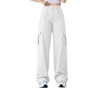 Pantaloni da lavoro da donna elasticizzati, pantaloni cargo da donna, baggy Y2K, a vita alta, a gamba larga, casual, 91, E-Girl Streetwear Locker Boyfriend, pantaloni per il tempo libero, con tasche