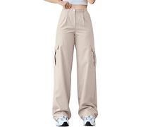 Pantaloni da lavoro da donna elasticizzati, pantaloni cargo da donna, baggy Y2K, a vita alta, a gamba larga, casual, 91, E-Girl Streetwear Locker Boyfriend, pantaloni per il tempo libero, con tasche