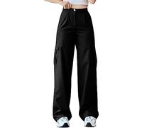 Pantaloni da lavoro da donna elasticizzati, pantaloni cargo da donna, baggy Y2K, a vita alta, a gamba larga, casual, 91, E-Girl Streetwear Locker Boyfriend, pantaloni per il tempo libero, con tasche