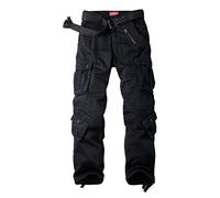 Pantaloni da Lavoro da Donna, in Cotone, Stile Militare, Stile Militare, con 8 Tasche - Nero - 40
