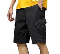 Pantaloni da lavoro da uomo, estivi, sportivi, leggeri, in tinta unita, comodi da corsa, da trekking, da pescatore, da lavoro, Nero , xxl