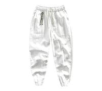 Pantaloni da lavoro da uomo in cotone e lino, pantaloni da jogging da spiaggia, pantaloni harem, pantaloni alla caviglia con tasche, elastico in vita con risvolto con coulisse pantaloni da yoga,