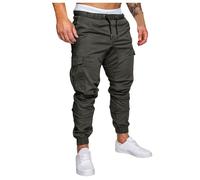 Pantaloni da lavoro da uomo neri da combattimento da uomo in vita elasticizzata vestibilità regolare con coulisse pantaloni cargo con tasche multiple slim fit pantaloni da lavoro all'aperto