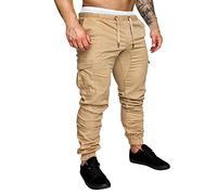 Pantaloni da lavoro da uomo neri da combattimento da uomo in vita elasticizzata vestibilità regolare con coulisse pantaloni cargo con tasche multiple slim fit pantaloni da lavoro all'aperto