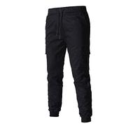 Pantaloni da lavoro da uomo neri da combattimento da uomo slim fit pantaloni da lavoro elasticizzati in vita regular fit pantaloni cargo con coulisse con tasche multiple per passeggiate all'aperto