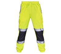 Pantaloni da Lavoro di Sicurezza da Uomo ad Alta Visibilità con Nastro Fluorescente Riflettente, Tasche Laterali - Abbigliamento da Lavoro