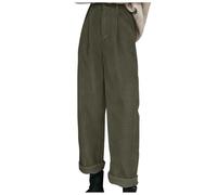 Pantaloni da lavoro elasticizzati da donna, in cotone, alla moda, colorati, comodi, in lino, atletici, svasati, espandibili, cargo skinny petite, Verde militare, S