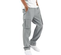 Pantaloni da Lavoro Elasticizzati, Pantaloni Sportivi da Uomo, Larghi e Comodi, con Tasche Laterali, dal Design Europeo e Tinta Unita. (Grey, XXXL)
