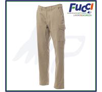 Payper POWER STRETCH Pantalone unisex uomo donna misto cotone tessuto elasticizzato tasche laterali posteriori Kaki (XS)