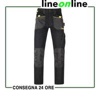 Kapriol Slick Pantalone da Lavoro in Jeans Nero Multitasche Rinforzo Posteriore a Fondo Gamba Tasca Portaginocchiere Elastico in Vita