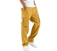 Pantaloni da Lavoro Uomo Baggy, Pantaloni Sportivi da Uomo, Larghi e Comodi, con Tasche Laterali, dal Design Europeo e Tinta Unita. (Yellow, XXL)