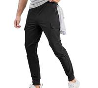 Pantaloni da Lavoro Uomo,Elasticizzati Comode Leggeri e Traspiranti con Risvolto Tattici Militari Tasche Multiple Trekking Larghi Cargo Allenamento