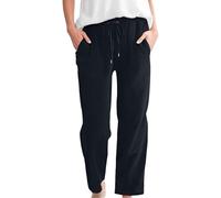Pantaloni da lounge da donna lunghi - in velluto a coste, da donna, elasticizzati, morbidi, sportivi, lunghi, per il tempo libero, comodi, invernali, pantaloni termici, con elastico, Blu marino, 3XL