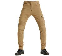 Pantaloni da Moto da Uomo, Jeans da Motociclista Elasticizzati Slim Fit da Uomo, Jeans alla Moda su Tutta La Vita, 4X Imbottitura di Protezione. (Khaki,M)