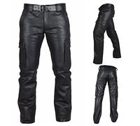 Pantaloni da moto in pelle, da uomo, slim fit, in ecopelle, per spettacolo, in pelle, per la notte, per il tempo libero, impermeabili, antivento, colore nero, 02#nero., XXL