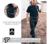 Texpeed Pantaloni da moto uomo invernali Estate con protezioni - Motociclista touring in pelle per moto da crociera con protezione autentica CE Armor (EN 1621-1) - Nero - 4XL