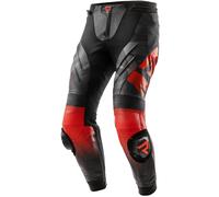 Pantaloni da motociclista in pelle Rebelhorn Inferno, neri e rosso fluo. 50