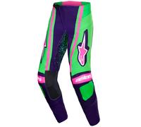 Pantaloni da motocross Alpinestars Techstar Nomur viola scuro-verde-rosa fluo 34