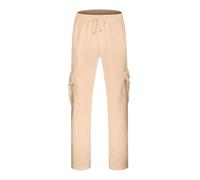 Pantaloni da Neve Uomo, Mens Hip Hop Pants Casual Solid Color Track Cuff Lace Up Workout Pants with Pocket (Beige, L)