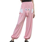 Pantaloni da notte a elefante per bambini, traspiranti, motivo elefante, per il relax in camera da letto, feste, viaggi, viaggi d'affari, hotel, dormitorio e, Colore: rosa., L