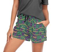 Pantaloni da notte da donna con tasche, a vita alta, estivi, atletici, taglia S, Plaid Mardi Gras Jazz-fest, S