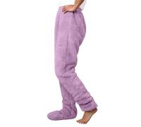 Pantaloni da notte in morbido pile termico per una vestibilità morbida e comoda con rivestimenti. Pantaloni lunghi invernali per il massimo comfort e calore per tutta la stagione., Lilla, L
