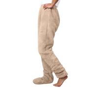 Pantaloni da notte in morbido pile termico per una vestibilità morbida e comoda con rivestimenti. Pantaloni lunghi invernali per il massimo comfort e calore per tutta la stagione., cachi, XL