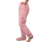Pantaloni da notte in morbido pile termico per una vestibilità morbida e comoda con rivestimenti. Pantaloni lunghi invernali per il massimo comfort e calore per tutta la stagione., rosa intenso, S