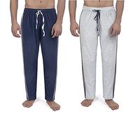 Pantaloni da notte lunghi da uomo (2 pezzi) pigiama, pantaloni da notte 100% cotone