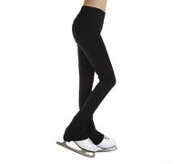 Pantaloni da pattinaggio su ghiaccio foderati in morbido pile in nylon nero con acqua per la superficie per un comfort asciutto durante le lezioni di pattinaggio artistico e l'allenamento quotidiano