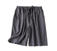 Pantaloni da pigiama corti in cotone, elasticizzati, a quadri, ad asciugatura rapida, notturni, con tasche, leggeri, per il tempo libero