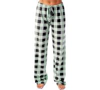 Pantaloni da pigiama da donna a quadri, larghi, elasticizzati, per il tempo libero, comodi, per il tempo libero, morbidi, per il sonno, comodi, da donna, Verde 1, XXL