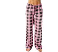 Pantaloni da pigiama da donna in cotone, a quadretti, da donna, lunghi, comodi, per il tempo libero, per l'autunno e l'inverno, RD2, M