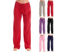 Pantaloni da pigiama da donna, lunghi, tinta unita, elasticizzati, a vita alta, per il tempo libero, con coulisse, per pigiama da donna, pantaloni larghi, comodi, da casa, leggeri, Blu marino, XXL
