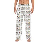 Pantaloni da pigiama da uomo a quadri con elastico in vita, pantaloni da pigiama per le vacanze, novità pantaloni del pigiama con lettera brutta elastica in vita costume di Natale maschile, bianco, M