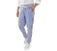 Pantaloni da pigiama da uomo a righe, estivi, in cotone, leggeri, con coulisse, casual, da spiaggia, con tasche, leggeri, Blu scuro, M