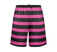 Pantaloni da pigiama da uomo comodi con righe nere e rosa per Natale, Linee di regole nere e rosa, L