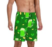 Pantaloni da pigiama da uomo - comodi pantaloncini da pigiama per San Patrizio da uomo, nero/bianco, L